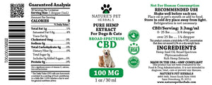 Pure hemp extract for pets - broad spectrum CBD