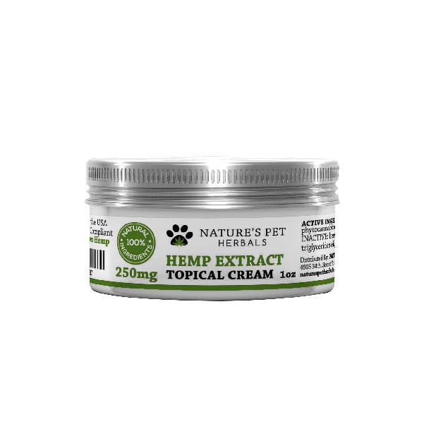 Hemp extract topical cream 250 MG for pets 1 oz container