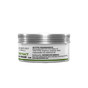 Hemp extract topical cream 250 MG for pets 1 oz container ingredients